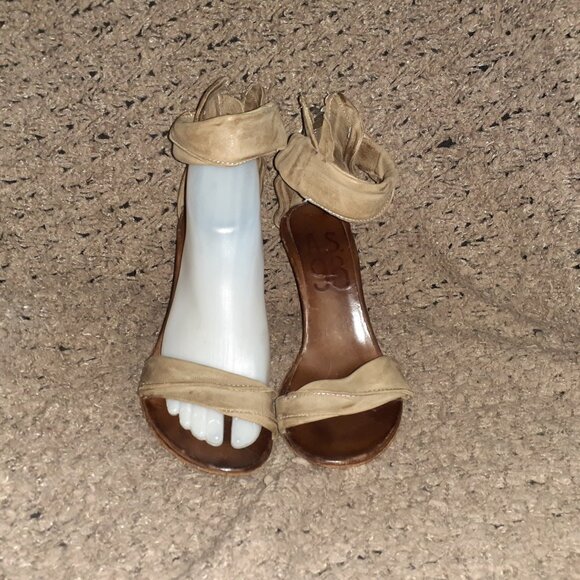 A.S.98 STEAMPUNK-Distressed Tan Leather-Ankle Wrap-Back Zip-Metal Screw Heel-Sz - Picture 4 of 10